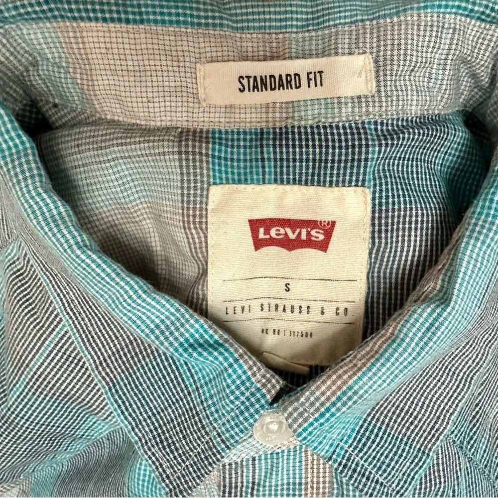 Levi's Blue and Gray Casual Pearl Snap Button Down Shirt Western Cowboy Framer
